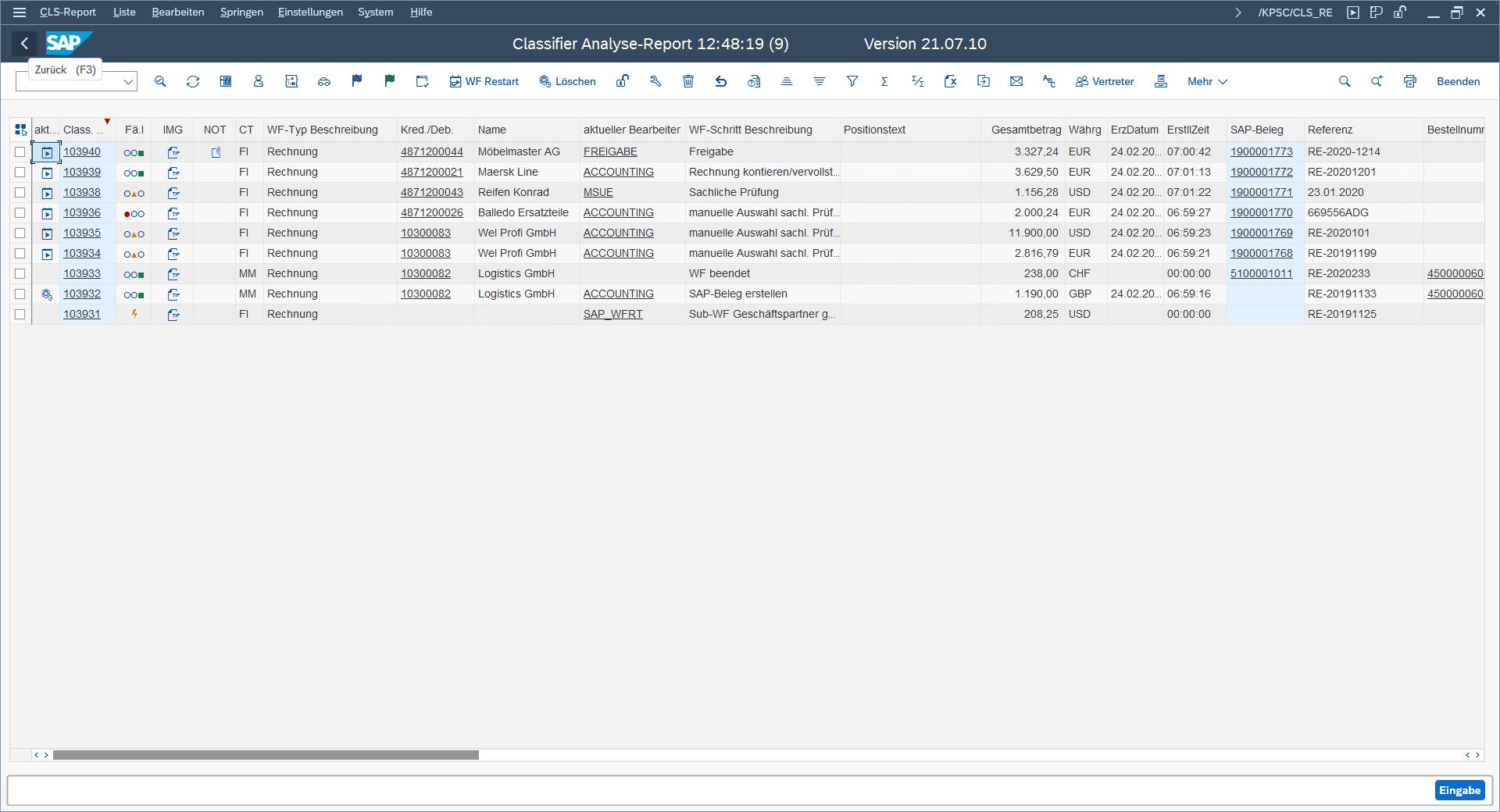 Grafik zeigt Screenshot Classifier Analyse Report