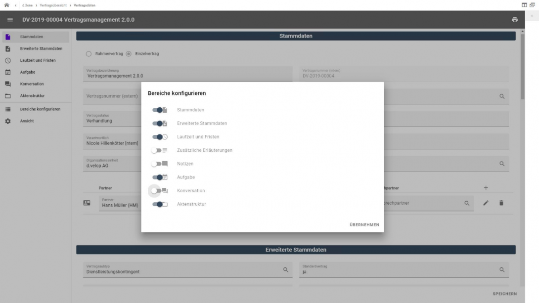 Screenshot Individuelle Konfiguration der Benutzer-Oberflächen