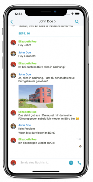 Beispieloberfläche Messenger im Unternehmen