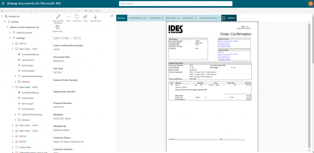 Screenshot Dokumentenmanagement