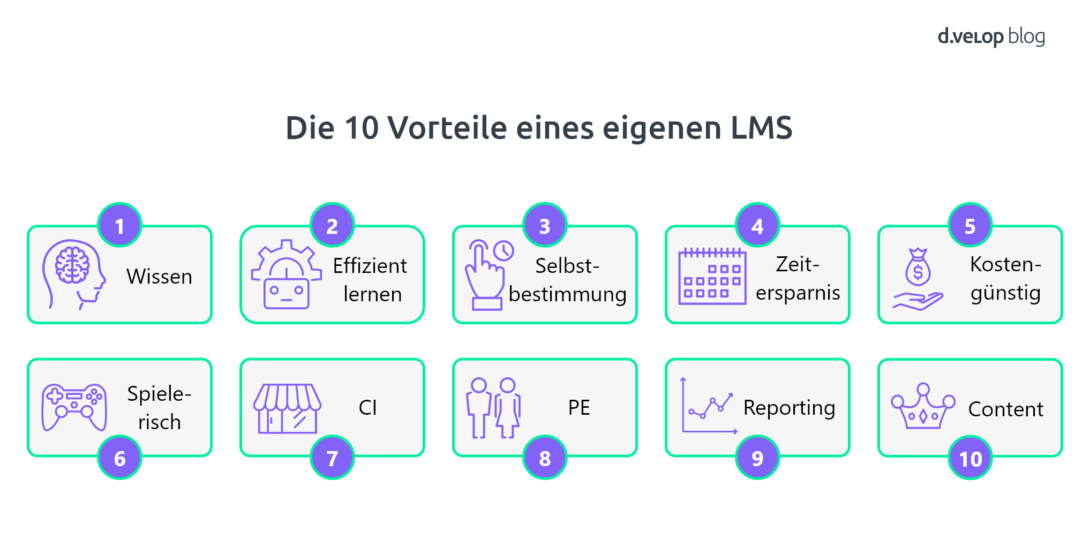 Infografik zu Vorteilen eines Learning Management System im Überblick