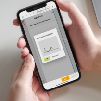 Handy mit App zur digitalen Unterschrift