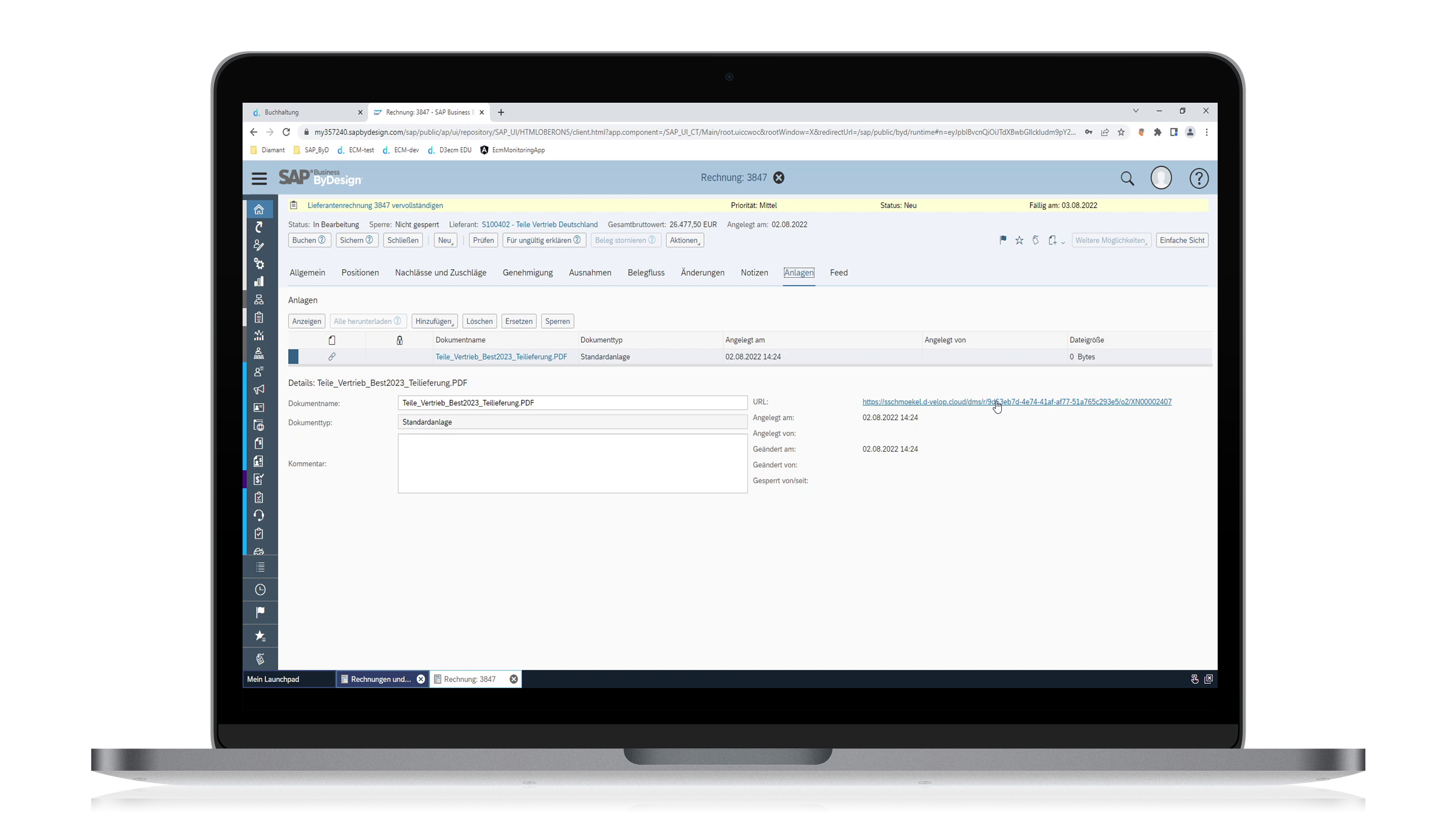 SAP Business ByDesign DMS Integration Screenshot