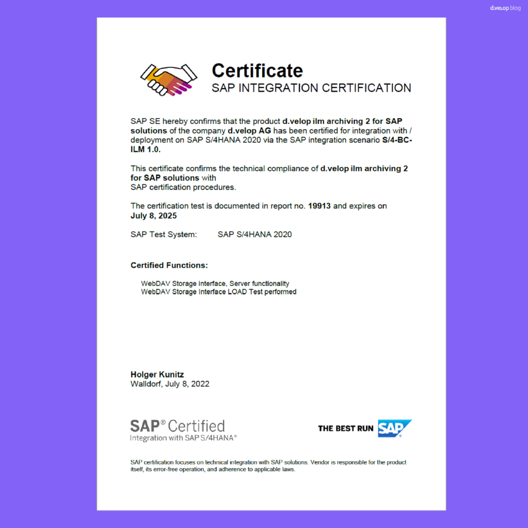 Zertifikat SAP ILM Schnittstelle
