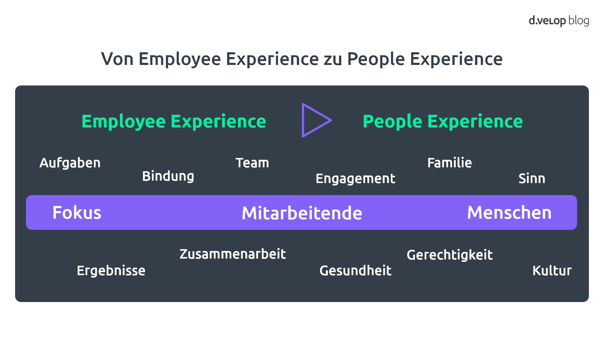 Infografik zeigt die Entwicklung von Employee Experience zur People Experience