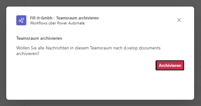 Bild zeigt Screenshot, wie Microsoft Teams in d.velop documents archiviert werden kann