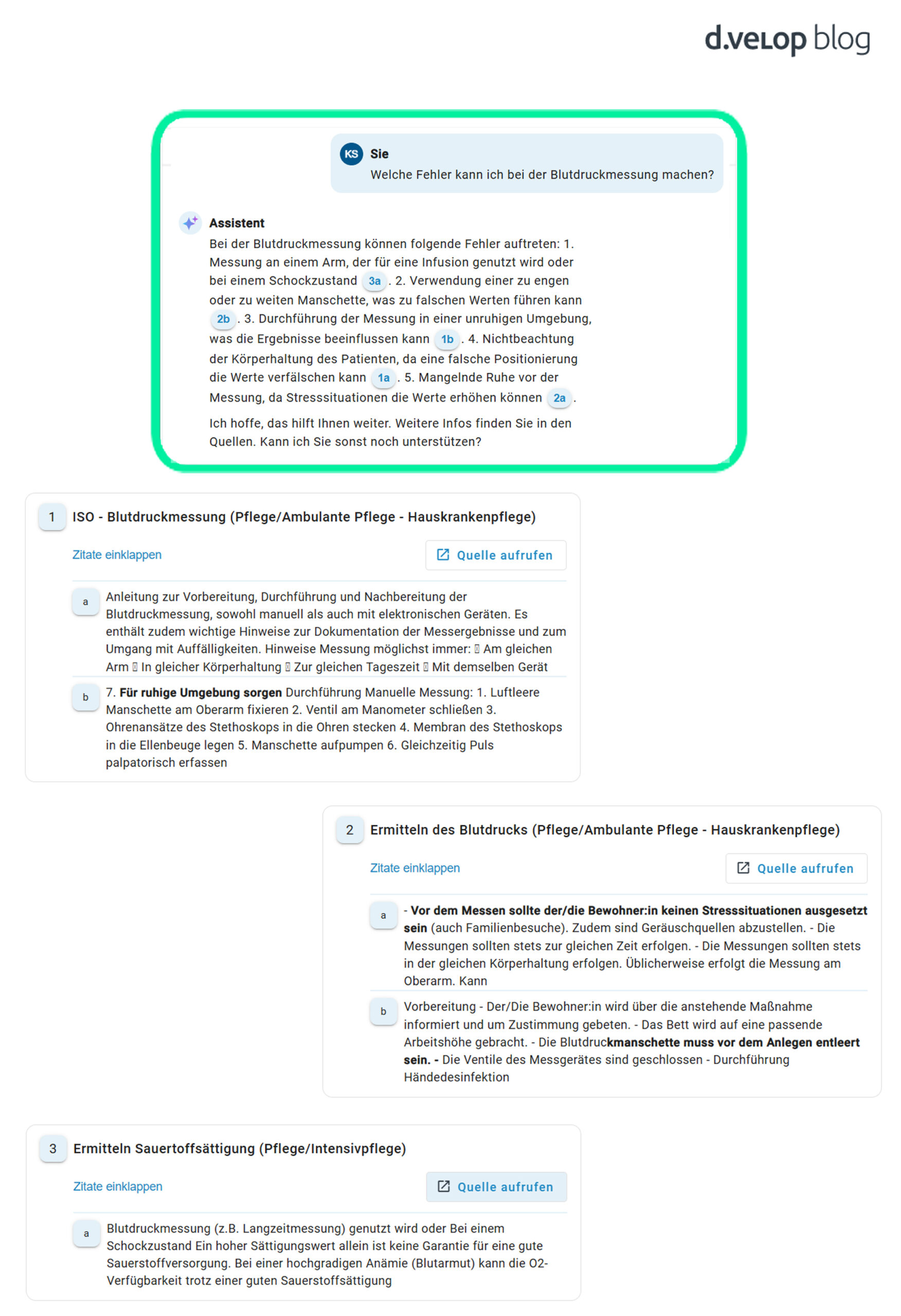 Screenshot Anfrage Blutdruckmessung KI in der Pflege