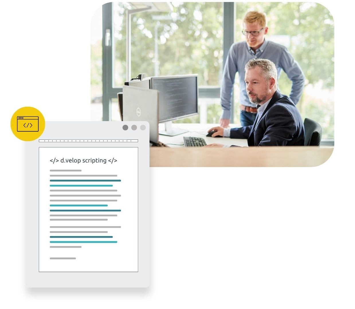 Infografik zur Umsetzung von Prozessdigitalisierung mit der Scripting Engine des d.velop process studio.