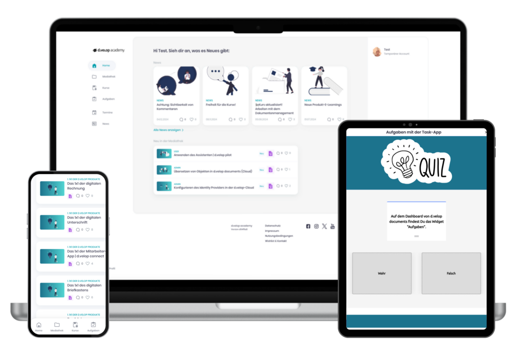 Screenshot der E-Learnings in der d.velop academy