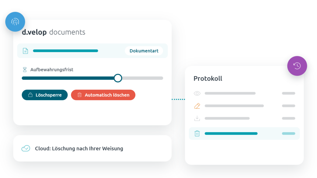 d.velop Compliance Featuregrafik zum Thema DSGVO und d.velop documents