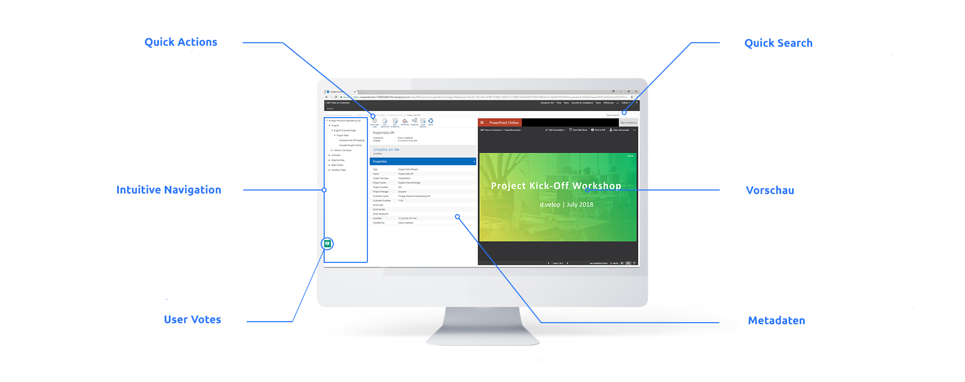 Funktionen des d.velop SharePoint Dokumentenmanagement für Microsoft 365