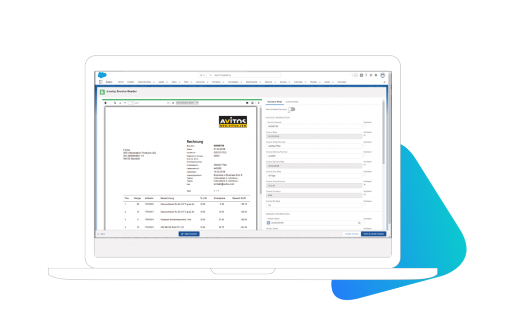 automatische Rechnungserkennung und Klassifizierung in Salesforce mit d.velop DMS