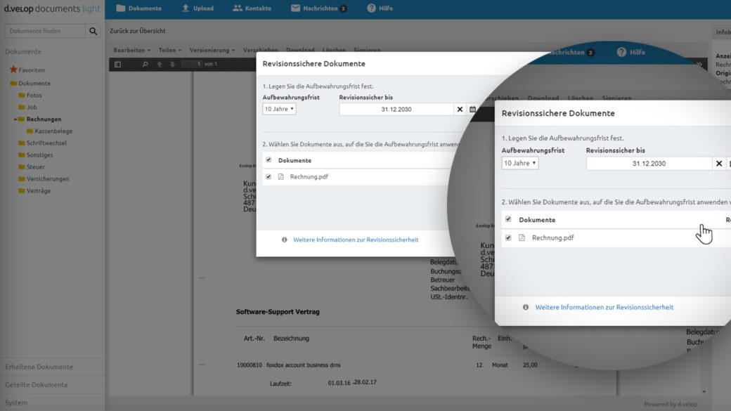 Dokumente revisionssicher aufbewahren mit d.velop documents light