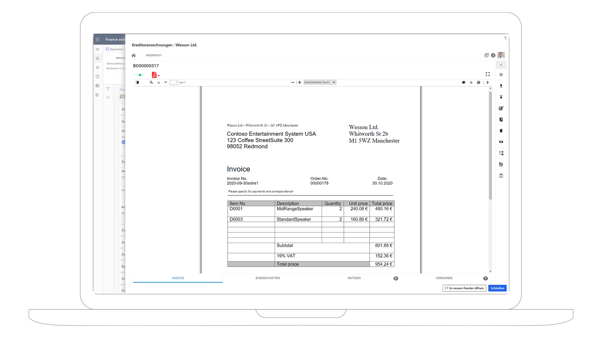 Rechnungsverarbeitung mit Dynamics 365 Finance & Operations