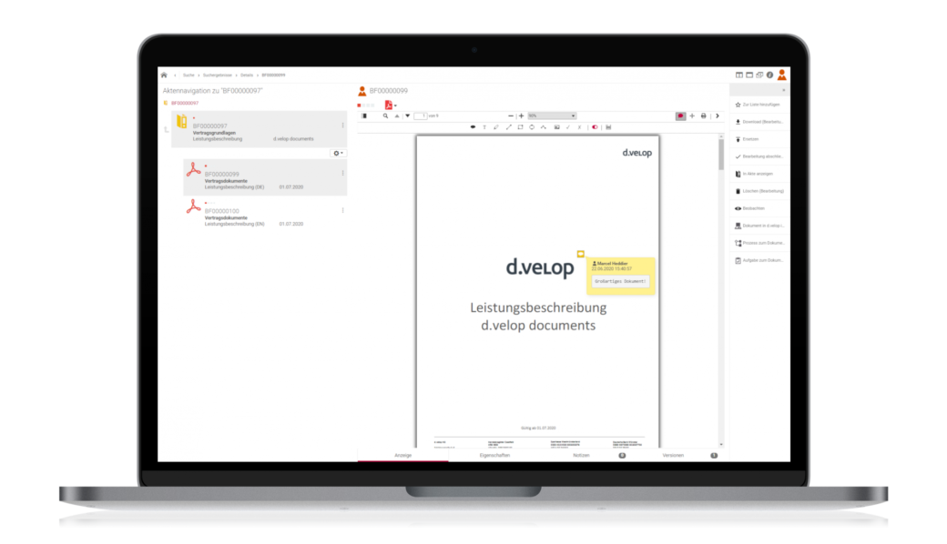 d.velop documents - Vorschau und Suche