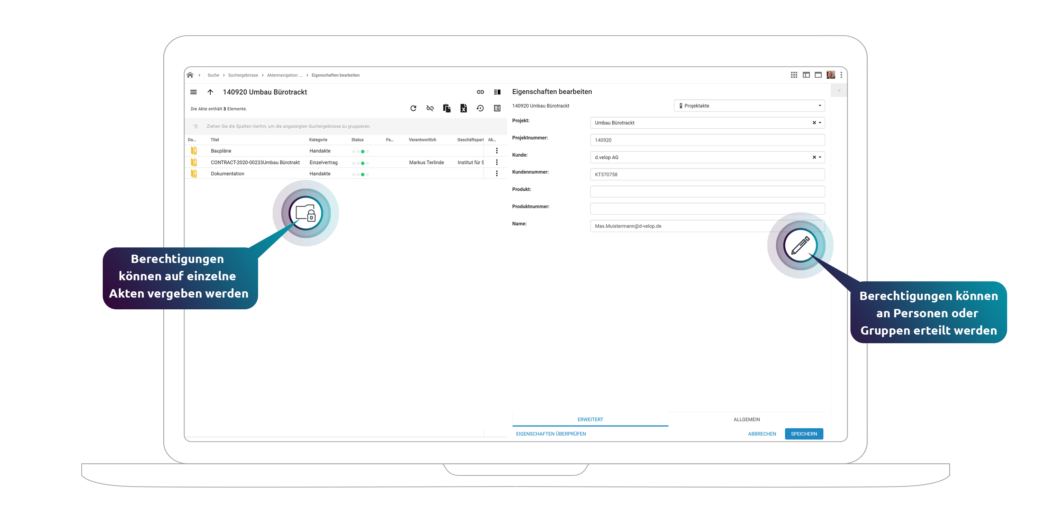 Aufbau einer Projektakte mit Berechtigungssteuerung im Dokumentenmanagementsystem