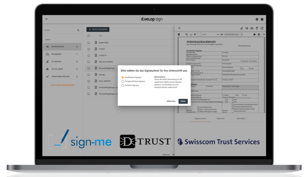 Digitale Unterschrift trust services