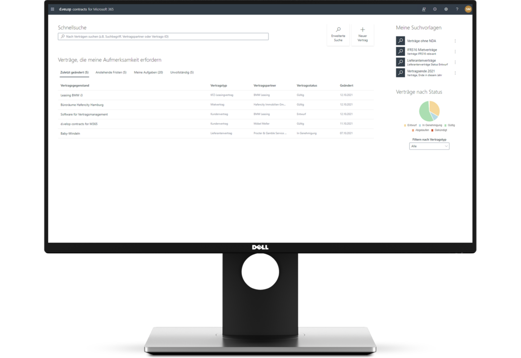 Sharepoint Startseite Vertragsmanagement