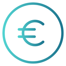 Icon Kreis mit Eurozeichen im Farbverlauf Frosty Nova