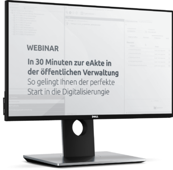 PC-Bildschirm mit Screenshot Webinar zum Thema eAkte