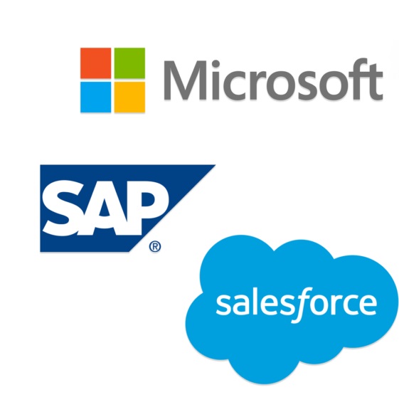 Logos Microsoft SAP und Salesforce