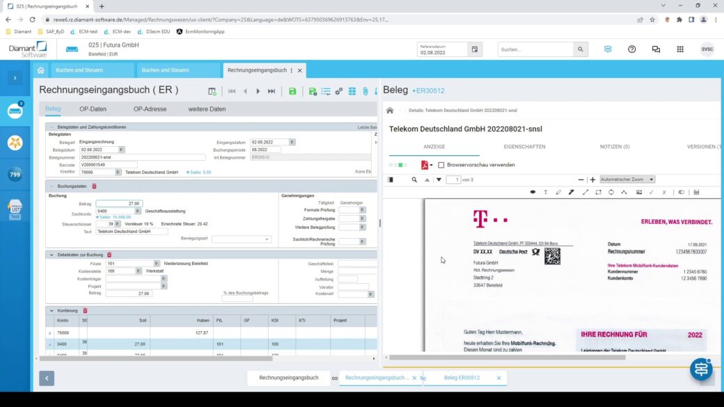 d.velop Rechnungsverarbeitung in der DIAMANT