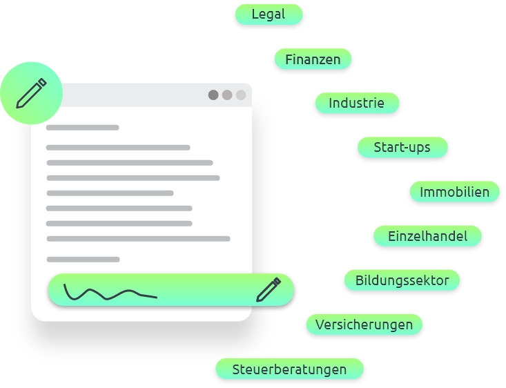 Infografik zum Einsatz der digitalen Unterschrift in Branchen