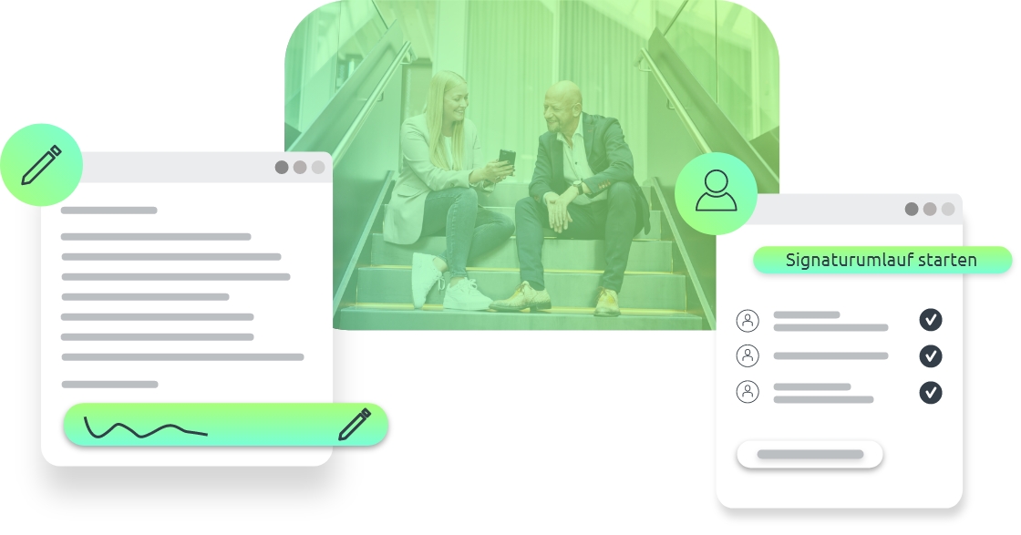 Infografik zum Signaturumlauf der digitalen Unterschrift