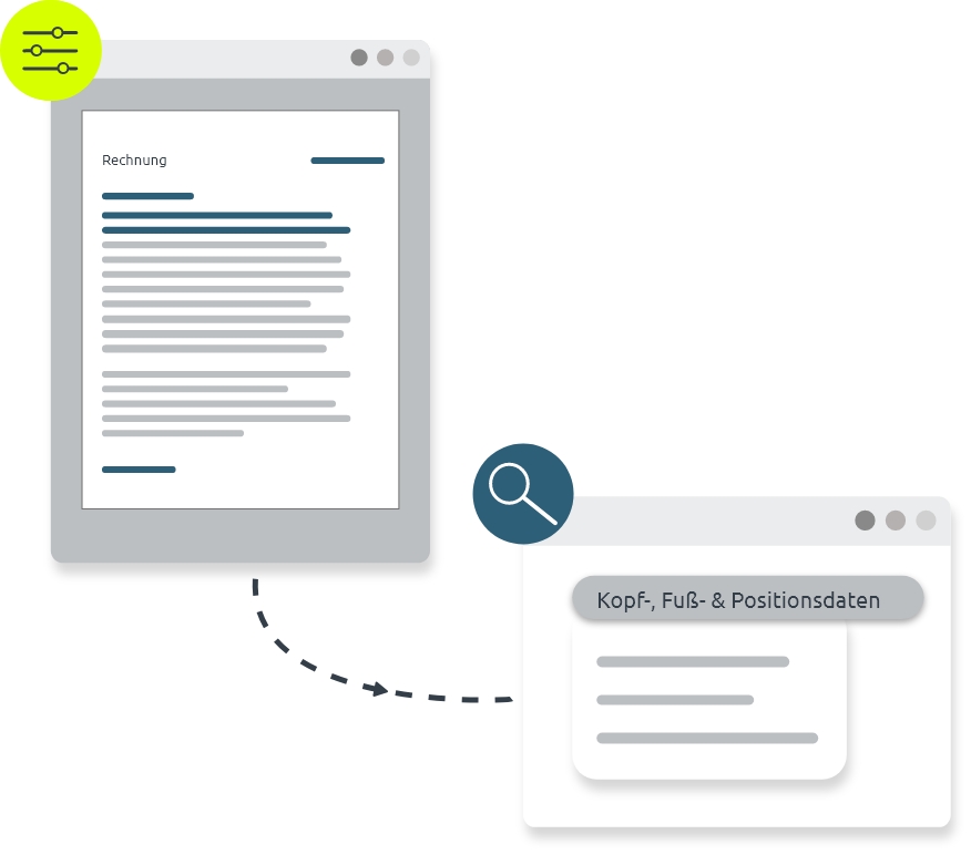 Rechnungserkennung und Extraktion der Daten als Funktion von digitaler Rechnungsverarbeitung