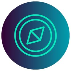 Buntes Kompass-Icon auf farbigem Hintergrund: Symbol für Strategie und Wegweiser