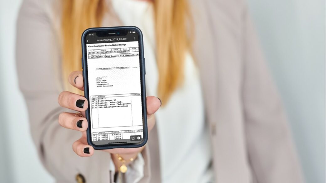 digitale gehaltsabrechung auf dem Smartphone