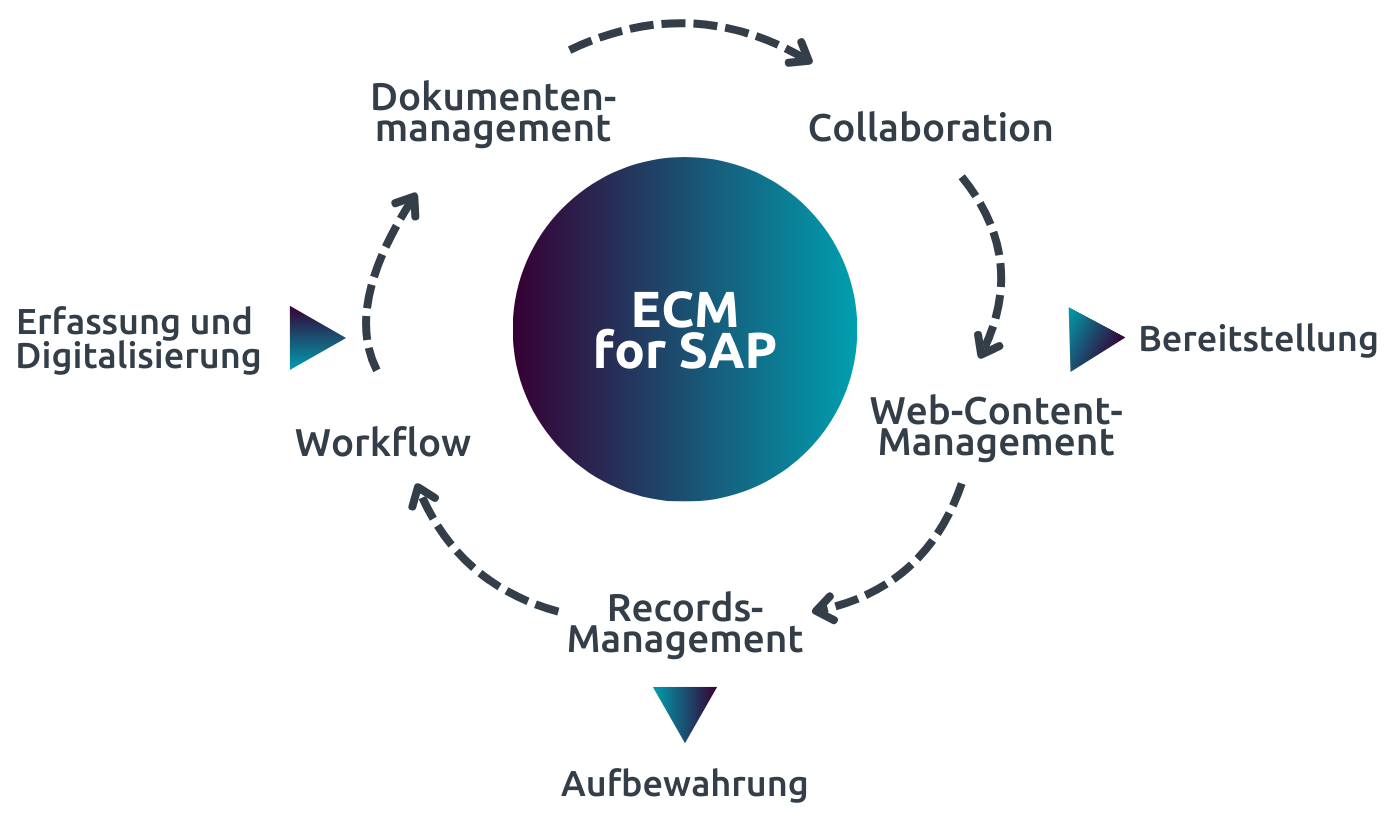 Übersichtsgrafik zu Funktionalitäten zu ECM SAP
