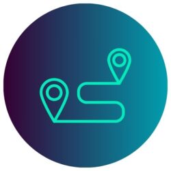 Buntes Icon auf farbigem Hintergrund: Weg mit Meilensteinen