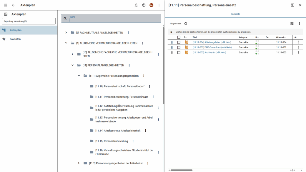 Übersichtliche Baumstruktur im Aktenplan für die öffentliche Verwaltung
